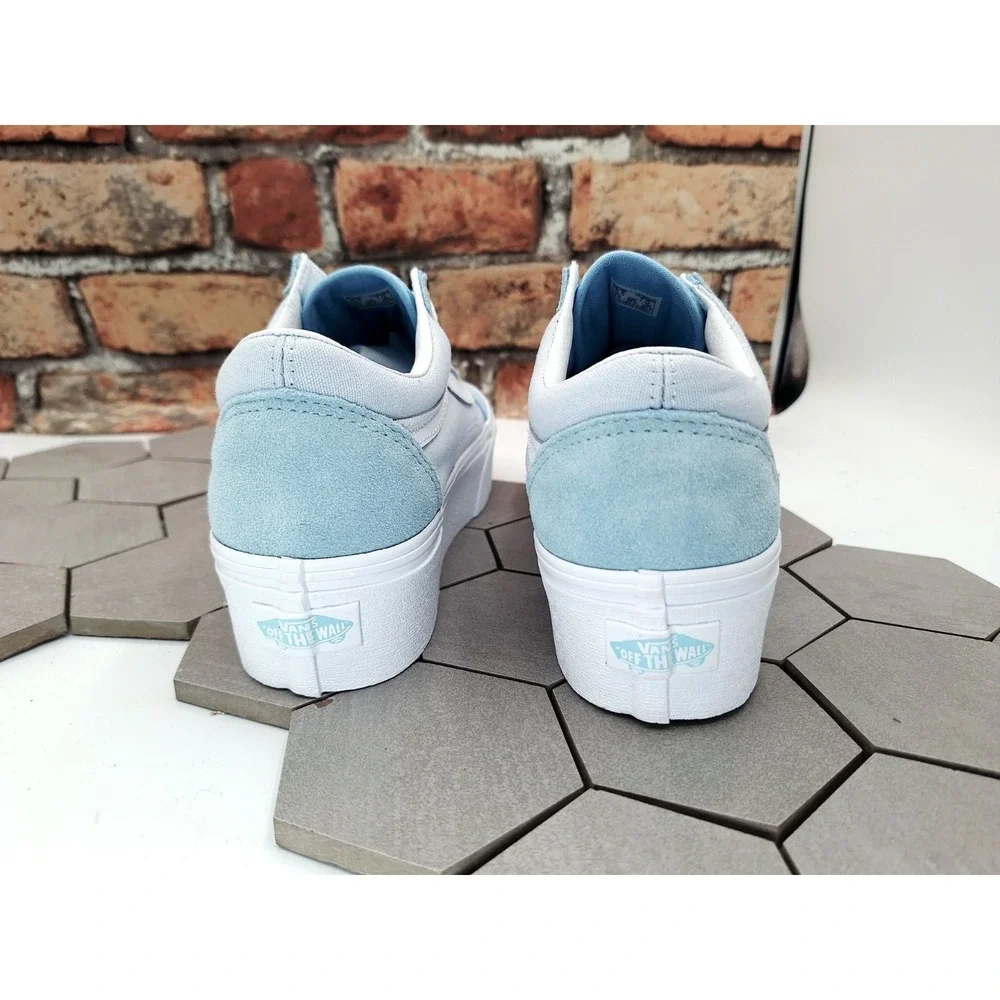 VANS Old Stack Platform Lift Shoes Blue White Stackform Women's 5 / Girls GS 3.5